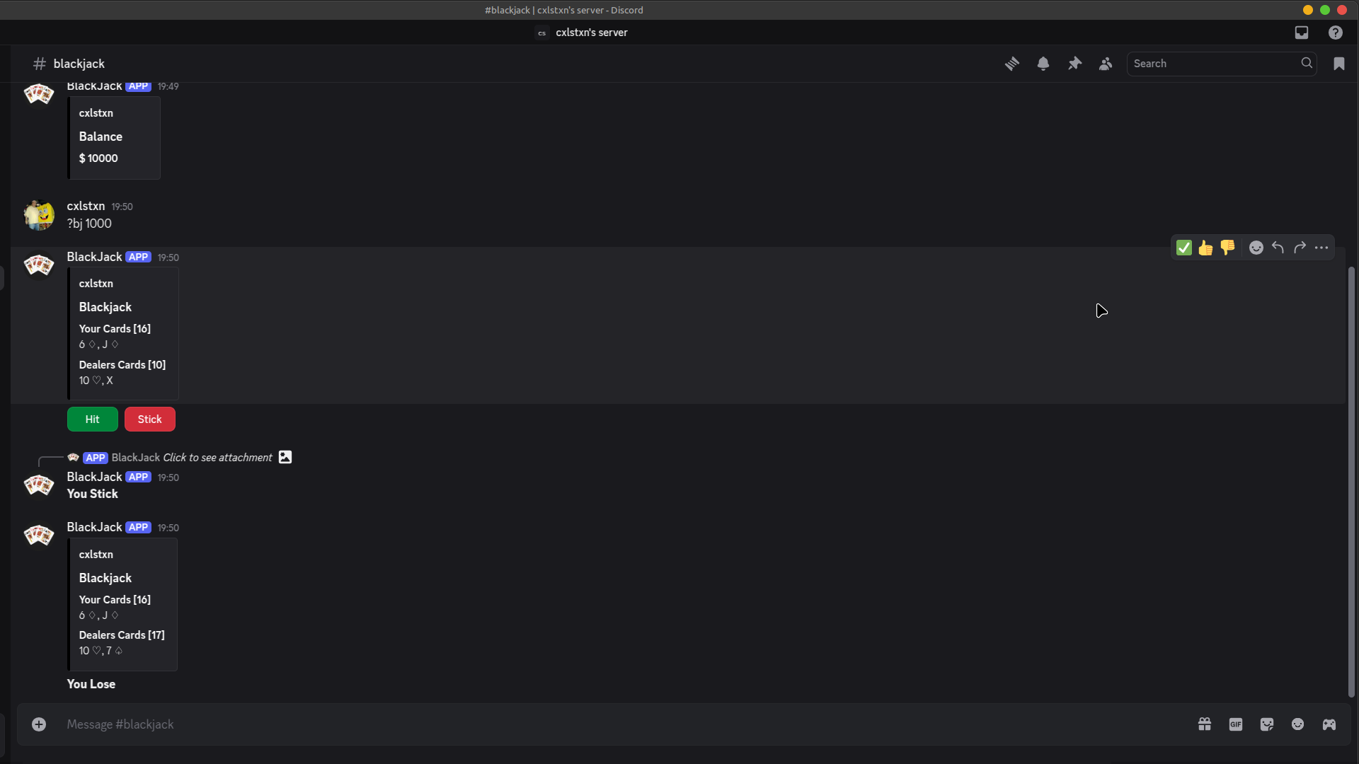 Blackjack Bot Screenshot